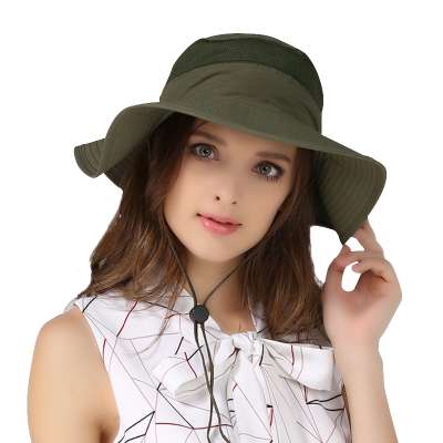 Sun Protection Windproof Fishing Fisherman Hat Custom Logo Mens Women Bucket Hat With String