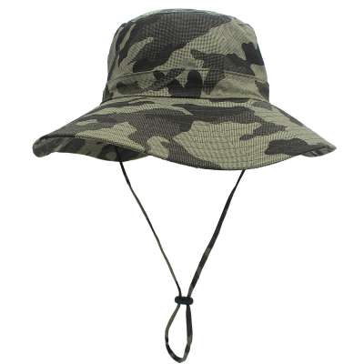 Summer Wide Brim Sun Hat Fishing Hiking Camouflage Cotton Sun Bucket Hat for Men & Women